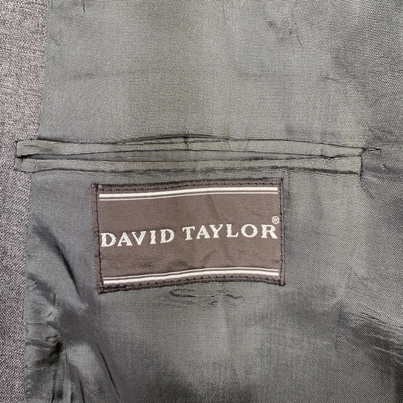 David Taylor Blazer Gray 46L Crested Gold Buttons Wool Blend Academia Regency - Picture 4 of 13